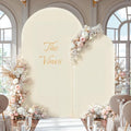 Beige Arch Backdrop Cover for Wedding, 7.2FT 6FT Set of 2 Stretchy Spandex Fitted Arch Stand Cover for Baby Shower, Birthday Party Decor, Chiara Backdrop Cover with Double-Sided Design by Besutolife