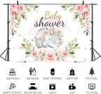 15x8ft Elephant Baby Shower Backdrop for Girl Pink Flowers Photography Background Newborn Girls Birthday Banner Decorations Sweet Princess Baby Party Portrait Photo Booth Prop - Image 5
