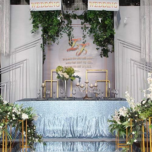 Eternal Beauty Baby Blue 90x132 Inch Baby Shower Sequin Tablecloth - Image 6