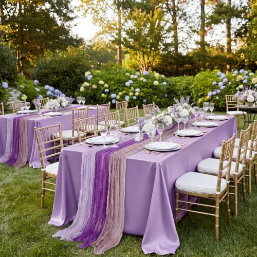 6 Pcs Lavender Dusty Purple Cheesecloth Table Runner 118" - Image 3