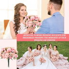 Tigeen 24 Bundles Peonies Artificial Flowers Faux Roses, Pink - Image 4