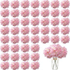 WEISPARK 100PCS Artificial Hydrangea Flowers, Fake Flowers Silk Hydrangea Full Flowers Heads with Stems for Wedding Home Party Shop Baby Shower Decor (Baby Pink) by WEISPARK