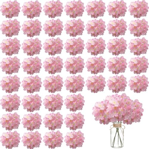 WEISPARK 100PCS Artificial Hydrangea Flowers, Fake Flowers Silk Hydrangea Full Flowers Heads with Stems for Wedding Home Party Shop Baby Shower Decor (Baby Pink) by WEISPARK