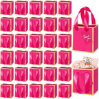 Yeaqee 50 Pcs Mini Paper Gift Bags with Handles Tag, Hot Pink, Gold by Yeaqee