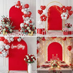 Metal Arch Stand and Cover Set,1 Red Spandex Fitted Backdrop with 1 Gold Wedding Arched Stand Frame for Parties Birthday Baby Shower Bridal Banquet Decoration (6.6FT) - Image 3