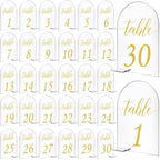Vicenpal 1-30 Table Numbers with Stand, 4 x 6 Inch Gold Arch Acrylic by Vicenpal