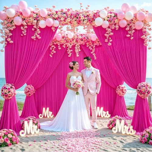 10ft x 10ft Hot Pink Backdrop Curtain for Parties Fuchsia Wrinkle Free Backdrop Drapes Panels for Baby Shower Birthday Photo Photography Polyester Fabric Background Decoration - Image 4