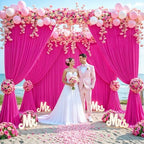 4 Panels Hot Pink Backdrop Curtain for Parties Fuchsia Wrinkle Free 20ft x 10ft Backdrop Drapes Panels for Baby Shower Birthday Photo Photography Polyester Fabric Background Decoration - Image 3