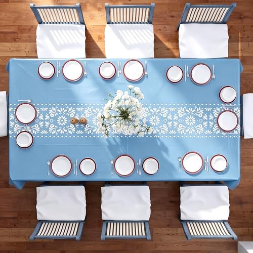 Cielito Lindo Mexican Tablecloth, 54×108 Inch, Blue, 8 Pcs - Image 5