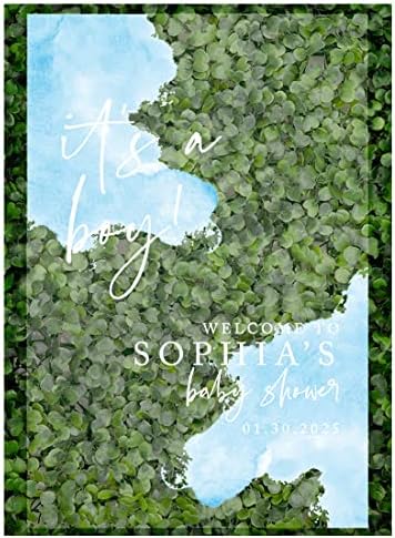 Andaz Press Custom Large Baby Shower Welcome Sign, 16" x 24", Baby Blue Watercolor It's A Boy Personalized Acrylic Welcome Sign, Signage, Acrylic Sign for Baby Sprinkle, Fall Baby Shower Decorations by AndazPress