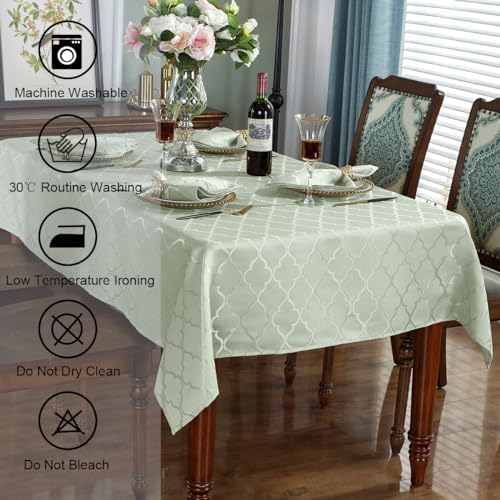 SASTYBALE Sage Green Gray Rectangle Jacquard Tablecloth 60x120 Inches - Image 3
