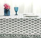 Ridhi Emerald Green Hand Block Print Cotton Tablecloth 102 x 48 Inch - Image 4