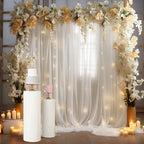 20x8ft White Tulle Backdrop Curtain with Lights String for Parites, Sheer Backdrop Curtains for Wedding Baby Shower Birthday Party Photo Shoot Decorations - Image 3