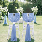 Fanqisi Dusty Blue Chair Sashes 48 Packs 8ft Long Draping Fabric Chair Cover for Ceremony Outdoor Banquet Decorations - Image 6