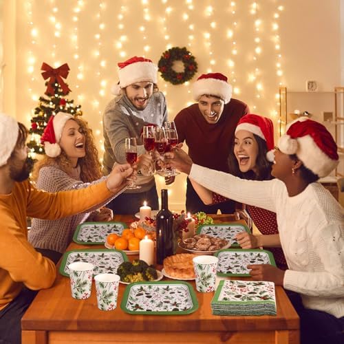 350 Pcs Christmas Paper Plates and Napkins Set Disposable Serve 50 - Image 4