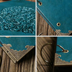 Photo Album DIY Scrapbook - 12x12 inch 50 Pages Vintage Leather Cover Three-Ring Binder Love Picture Booth Albums with 408pcs Self Adhesive Photos Corners for Memory Keep, Heart (Jasper Green) - Image 3