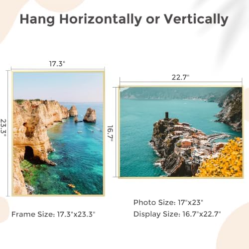 17x23 Metal Picture Frame, Aluminum Poster Frame with Real Glass, Gold - Image 2