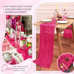 30 Pack Cheesecloth Table Runner 10FT Hot Pink Table Runner Boho Gauze Cheese Cloth Table Runners Long Rustic Sheer Table Decorations for Wedding Party Baby Bridal Shower Birthday Holiday Home - Image 5