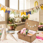 Geelin Seagrass Wedding Card Basket with Card Banner,11 Inch,Coffee - Image 5