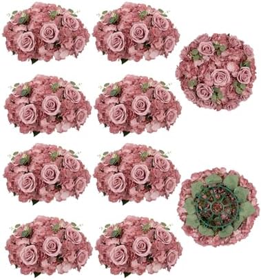 BLOSMON Artificial Flower Balls Wedding Centerpieces, 10 Pcs, 15.7" Dia by Blosmon