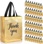 Fumete 50 Pcs Gold Glossy Thank You Gift Bag with Handles by Fumete