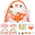 7-in-1 XL Large Baby Play Gym Mat, Tummy Time Mat, Baby Gym & Ball Pit, Baby Activity Mat with Milestone Cards & 6 Detachable Toys for Sensory Motor Skill, Fox by Unknown