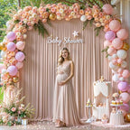 20x10ft Nude Backdrop Curtains for Wedding Parties Wrinkle Free Photo Backdrop Drapes for Photography Birthday Baby Shower Soft Fabric Party Backgournd for Photoshoot 5x10ft, 4 Panels - Image 6