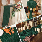 14 Pack Emerald Green Cheesecloth Table Runner 17x108 Inch Semi Sheer Boho Gauze Cheese Cloth Fabric Table Runners, for Wedding Party Baby Shower Birthday Home Decor Garden Farmhouse - Image 5