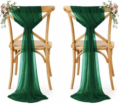 Pack of 200 Chiffon Chair Sashes for Wedding & Event Décor - Hunter Green by MDS