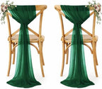 Pack of 75 Chiffon Chair Sashes for Wedding & Event Décor - Hunter Green by MDS