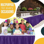 Exquisite Purple Table Skirt 6 Pack - Disposable Plastic Table Skirts for Rectangle Tables 6ft 8ft & Round Tables - 29in x 14ft Self-Adhesive Strip - Birthday Wedding Gender Reveal Decor - Image 5
