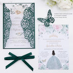 Emerald Green Wedding Invitations with Envelopes and Rsvp Cards 50 Sets - Image 3