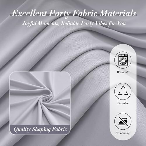 20 ft x 10 ft Wrinkle Free Silver Backdrop Curtain for Parties, Polyester Silver Grey Backdrop Drapes 4 Panels 5x10ft for Baby Shower Photoshoot Engagement Wedding Birthday Photography Background - Image 6