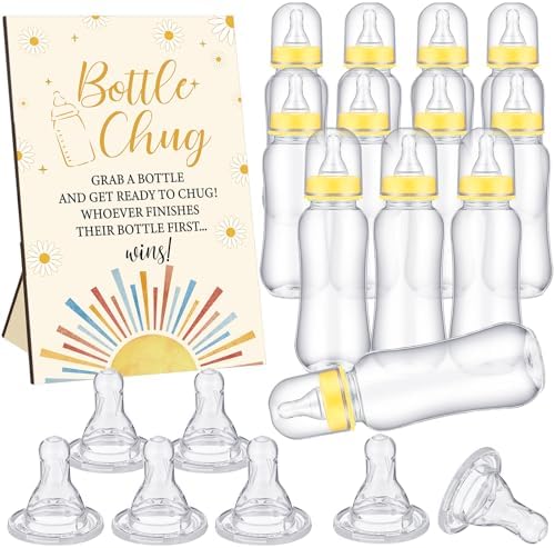 Trelaco 12 Pcs Here Comes The Son Baby Shower Games Bottle Chug Wooden Sign by TrelaCo