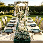 NOCCUR 350PCS Green Plastic Plates - Disposable Green Gold Dinnerware Set for 50 Guests, 100 Dinner/Dessert Plates, 150 Gold Silverware, 50 Cups&50 Napkins for Party ＆ Wedding ＆ World Cup 2026 - Image 4