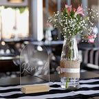 20 Pack Clear Arch Acrylic Sign with Wood Stand- 5x7 Inch Blank Clear Arch Acrylic Sign and 4 Inch Wood Base for DIY Wedding Table Numbers - Image 5