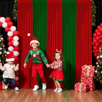 Christmas Backdrop Curtain - 10×7ft Red & Green Holiday Party Background Decor for Xmas Tree Photos, Home Festive Wall, Mall Santa Booth, Reusable Winter Celebration Decoration for Families - Image 6