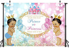 Sensfun Royal Prince or Princess Gender Reveal Backdrop Blue Pink Castle Bokeh Photography Background He or She Unisex Baby Shower Reveal Party Decoration Boy or Girl Photo Booth Banner Props 10x6.5ft - Image 3