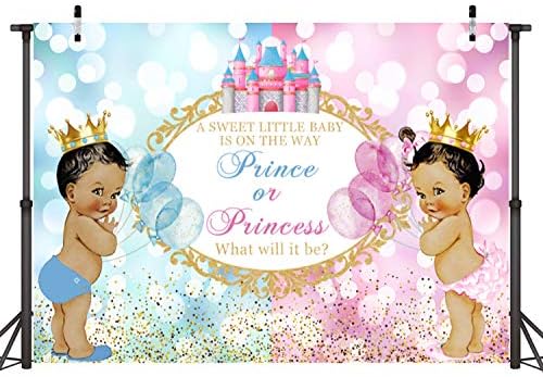 Sensfun Royal Prince or Princess Gender Reveal Backdrop Blue Pink Castle Bokeh Photography Background He or She Unisex Baby Shower Reveal Party Decoration Boy or Girl Photo Booth Banner Props 10x6.5ft - Image 3