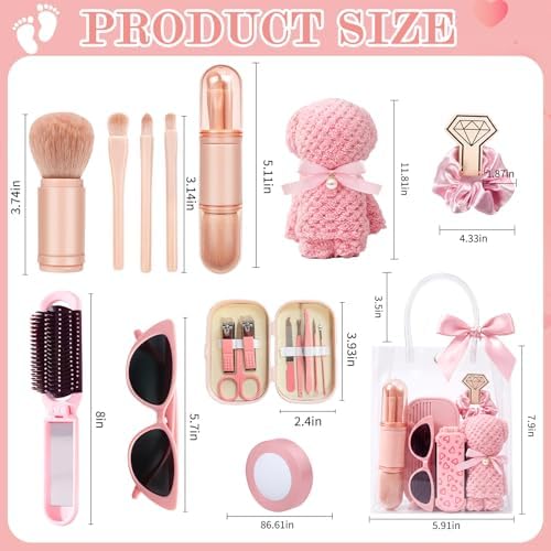 6 Sets Baby Shower Prizes for Game Winners Baby Shower Favors Gifts Including Nail Clippers Sunglasses Makeup Brushes Folding Combs Towels Hair Ties Ribbons Gift Bags - Image 2