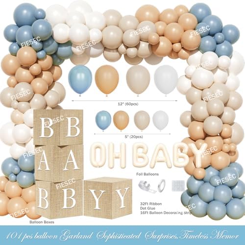 Cielito Lindo Baby Shower Decorations for Boys – 120PCs Cielito Lindo Party Supplies with Mexican Fiesta Boho Style Backdrop, Blue White Balloon Garland, Poster, Box, Sash and Badge - Image 3