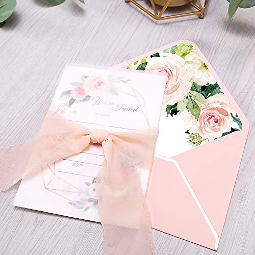 DORIS HOME 25PCS Fill-in Invitations Cards, Pink Flower - Image 3