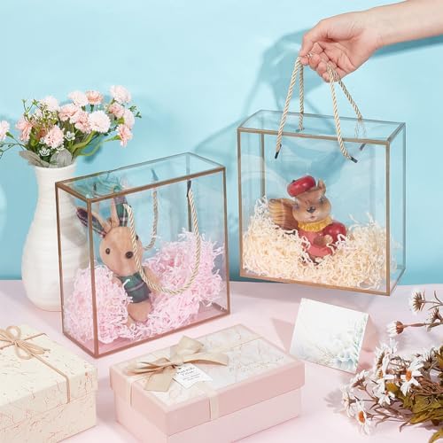 BENECREAT 20-Pack Transparent Favor Boxes, 7.87x7.87x3.54 Inch PET Plastic Gift Boxes with Gold Border, Durable Rectangle Party Box for Weddings Birthdays Parties - Image 3