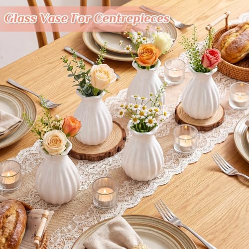 12 Pieces 3.5 Inch Glass Bud Vase Mini, White - Image 6