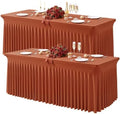 Wish Care 2 Pack Rust Spandex Table Clothes for 4 Foot Rectangle Tables, 4FT Wrinkle Free Fitted Tablecloths Ruffles Design Table Cloth for Party, Banquet, Wedding and Events by WishCare