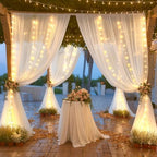 20×10ft White Tulle Backdrop Curtain with Lights String for Parties, Sheer Photo Backdrop Curtains for Wedding Ceremony Birthday Party Bridal Shower Decoration - Image 5
