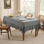 Romanstile Gingham Ruffled Tablecloth Rectangle, 60 x 102 Inch, Black - Image 3