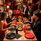 200pcs Red and Black Plastic Plates Party Supplies, Disposable 9’’ Dinner Plates and Napkins, Cups & Cutlery Plastic Dinnerware Set for Birthday, Halloween, Christmas, Serves 50 Guests - Image 6