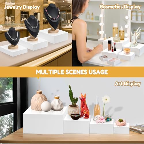 10 Pcs Large Acrylic Buffet Risers, White Food Display Stands for Buffet, Dessert Table, Jewelry, and Catering, Stackable Food Risers with Hollow Bottoms, Nesting Cube Box (12"-11"-10"-9"-8"-7"-6"-5") - Image 4