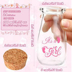 Patelai 24 Packs Baby Shower Favor Milk Jar Vintage Milk Jar for Girls Glass Bottle with Cork Lids It's a Girl Favor Bottles Jars for Decorations Guests Souvenirs Centerpieces(Pink Girl Style) - Image 2